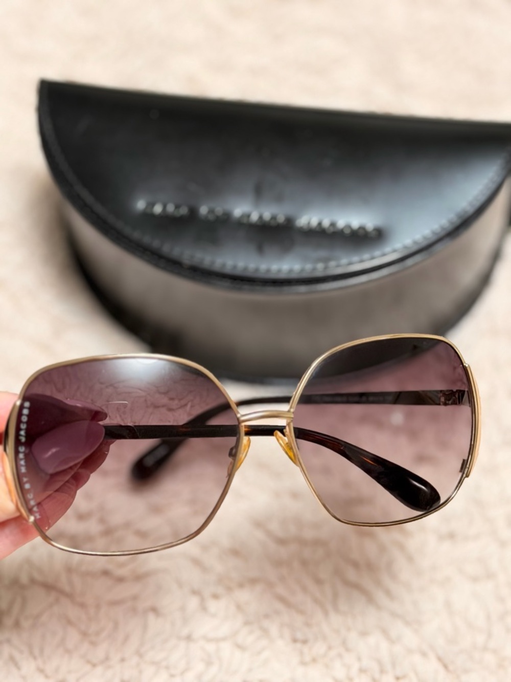 Marc Jacobs Gold Frame Sunglasses with Gradient Brown Lenses